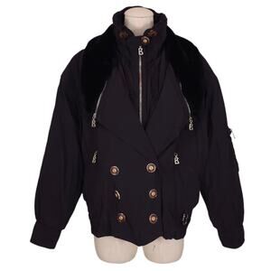 Bogner Sz 6 Full Zip Short Jacket Outdoor Coat Double Breasted Faux Fur Fleece